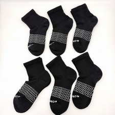 6 Pairs Women Men's BOMBAS Quarter socks Size Medium Black