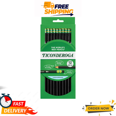 #ad #ad Ticonderoga Black No 2 Pencils Pack of 12 Premium Smooth Graphite Eraser $5.51