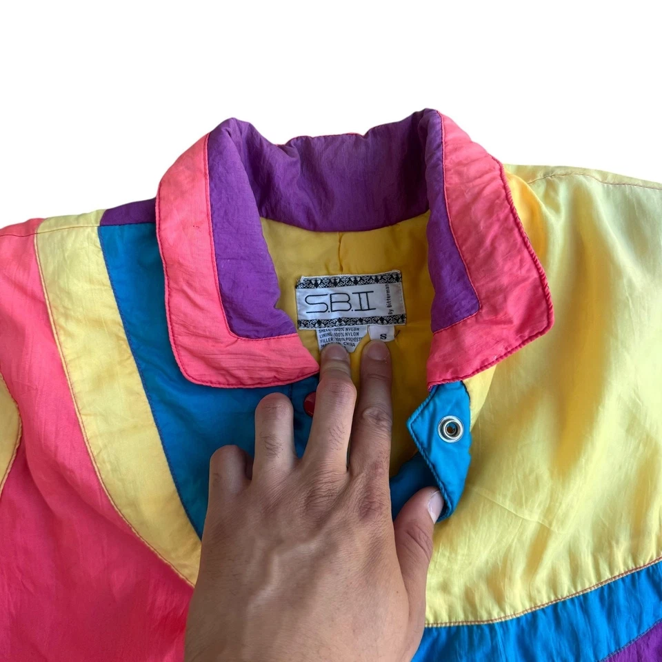 Vintage SB II Jacket Womens Small Multicolor Geometric Windbreaker 80s 90s Retro - Image 2 of 4