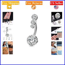 316L Steel Clear CZ Belly Button Ring, 14G, 10mm