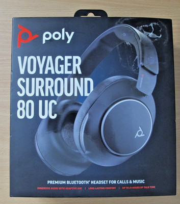 Poly Voyager Surround 80 UC USB-C Headset +USBC/A Adapter 8G7T9AA Open Box