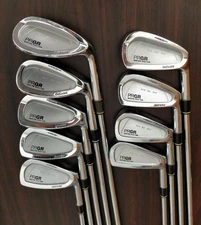 PRGR Data801 9-Piece Iron Set M-40 Steel Shafts Forged Used Grips Replaced