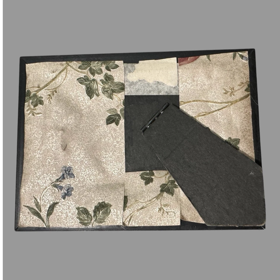 Cesta antiga primitiva de frutas floral natureza morta arte popular de feltro - Imagem 2 de 2