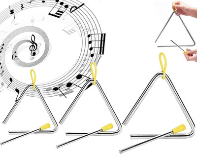 3 Stück Triangel Instrumenten Set, Triangle Percussion Instrument, Dreieck Musik