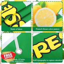 2x6ft Lemonade Stand Banner, Fresh Squeezed Vinyl Sign