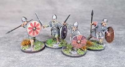 Painted Anglo-Saxon Thanes #2 - 4 Historical Miniatures - 28mm