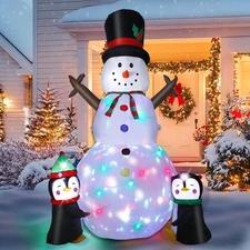 8FT Christmas Inflatable Snowman Outdoor Decorations, Blow Colorful 
