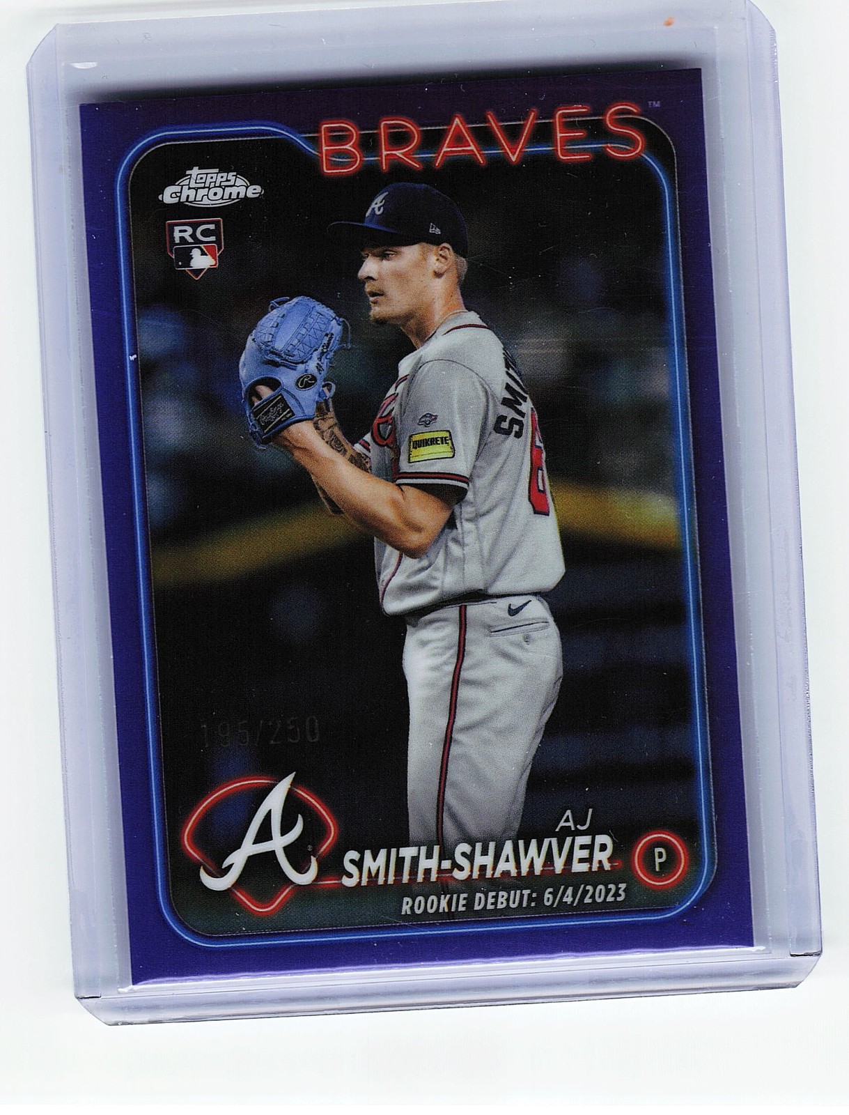 2024 Topps Chrome Update #USC87 AJ Smith-Shawver Purple Refractors #/250 Braves