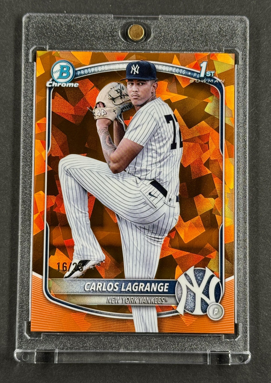 Carlos Lagrange #/25 2025 1st Bowman Chrome Sapphire Prospects Orange Yankees