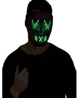 Leuchtende LED Maske GrüN - Schwarz Als KostüMzubehöR FüR Halloween Und Karneval