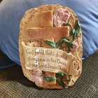 Vintage Chalkware Wall Hanging Floral Bible Verse Galatians 6:14 Cross Roses — photo 1