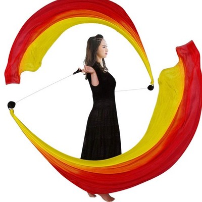 2 PCS Multi Color Dance Silk Veil Poi 2.5x0.9M Belly Dance Accessory