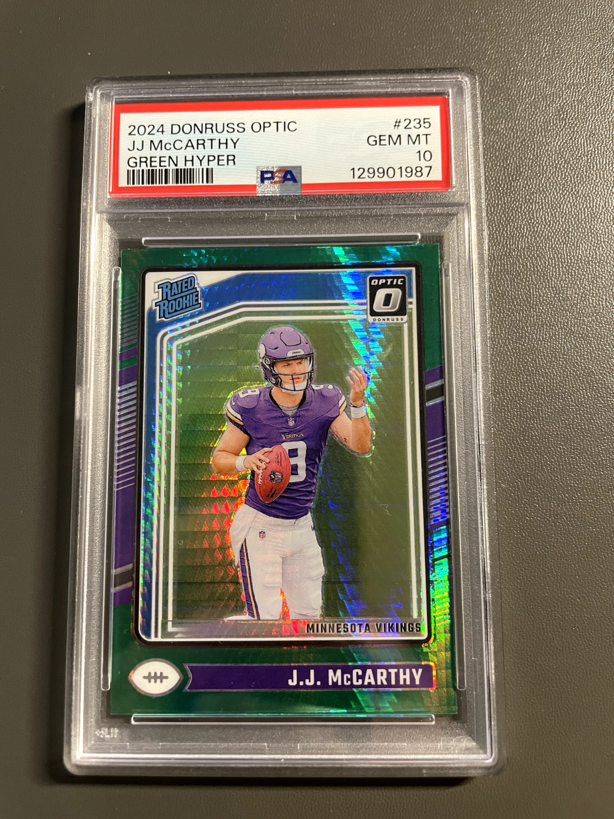 2024 PANINI DONRUSS OPTIC GREEN HYPER #235 JJ MCCARTHY ROOKIE RC PSA 10