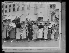 Photo:1935 Women Fashion Dresses Hats Hotel Balcony Group Photo