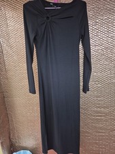 BNWT F&F Size 6 Black Ribbed Long Sleeve Midi Dress (825/224/v)
