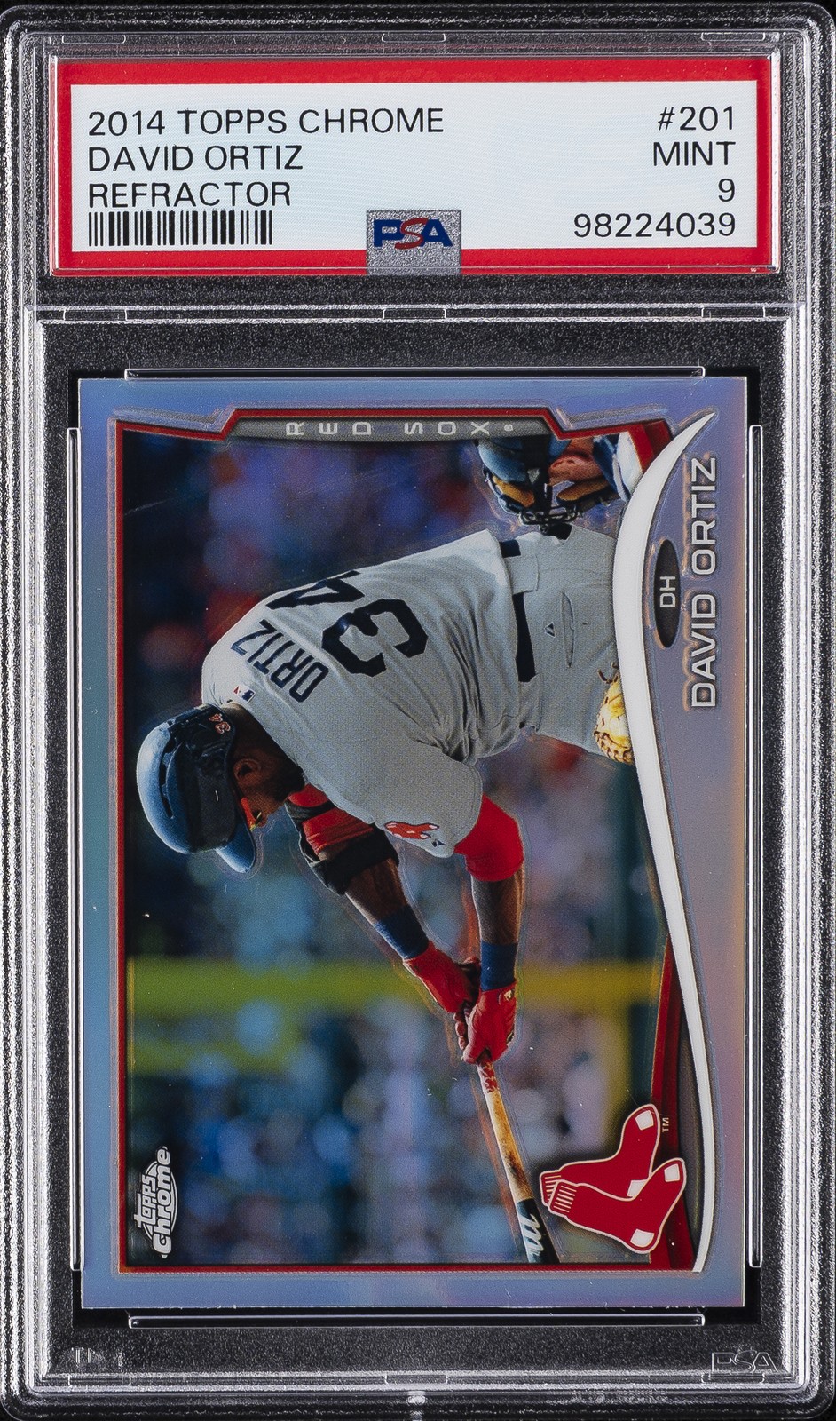 2014 TOPPS CHROME REFRACTOR #201 DAVID ORTIZ PSA 9