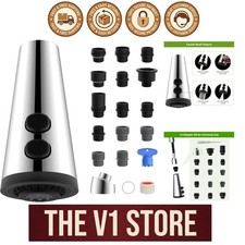 4 Function Kitchen Faucet Head Replacement Universal Pull Down Head - Chrome