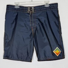 Birdwell Beach Britches Board Shorts Mens 34 Blue Nylon Surf Swim Trunks USA