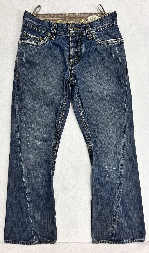 Pantalones de mezclilla Stitch's para hombre 30x30 Nebraska Bootcut Spur desgastados dobladillos retorcidos Foto 2 de 4