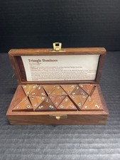 Vintage Wooden Triangle Dominoes Set In Wooden Decorative Box