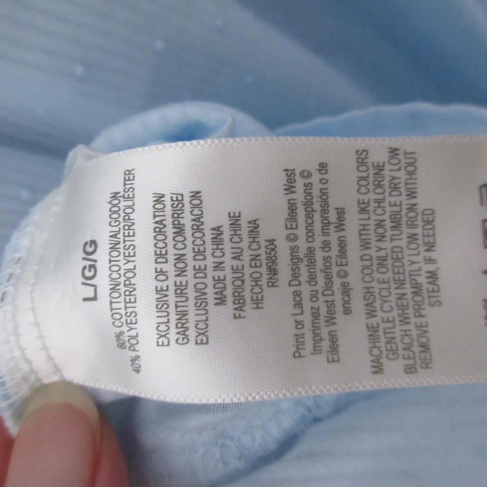 Camisón Eileen West Grande Azul Borde de Encaje Sin Mangas Pintuck Cottage Core Largo Foto 4 de 4