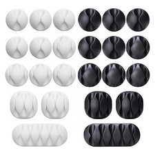 24 PCS Adhesive Cable Clips Wire Management Desk Cord Organizer Holder Clamps