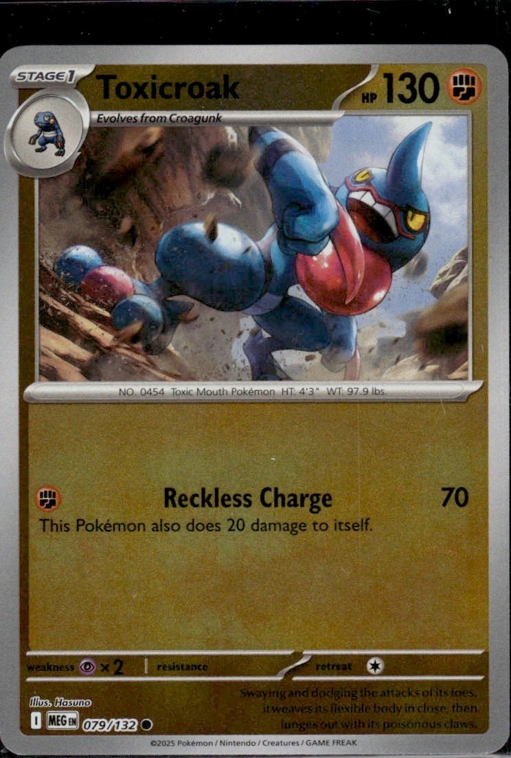 Toxicroak (Reverse Holo) 079 /132 - Mega Evolution - Pokemon - NM/M