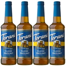 Torani Sugar Free Syrup, Classic Hazelnut, 25.4 Ounces Fl Oz (Pack of 4) 