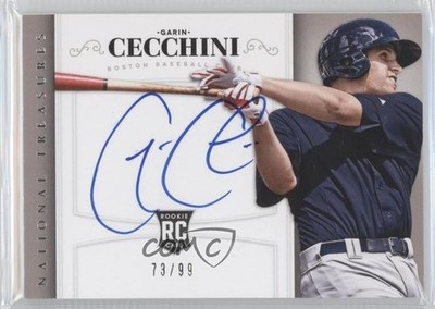 2014 National Treasures Signatures 73/99 Garin Cecchini #203 Rookie Auto RC 1b7