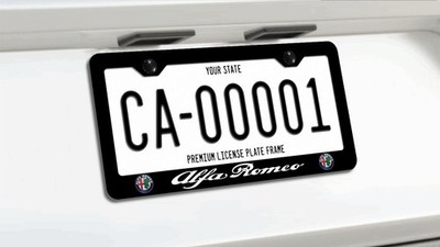 Alfa Romeo Black License Plate Frame Custom Made of Powder Coated Metal