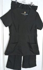 2 Piece Ultrasoft Scrubs Top Shiet and Bottom Pants Set. Black XS