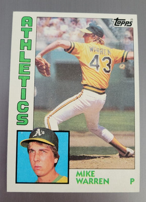 1984 TCG Topps MIKE WARREN Oakland Athletics ROOKIE Major Minor Record MLB #338