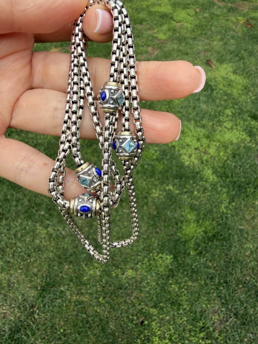 David Yurman 14k 925 Silver Topaz Lapis Renaissance Tassel