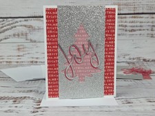 Merry Christmas Greeting Card Kit 39 Lot of 4, Handmade, Joy Silver Glitter 