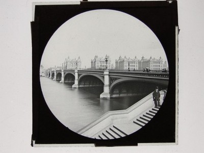 Westminster Bridge River Thames London Laternendia um 1900