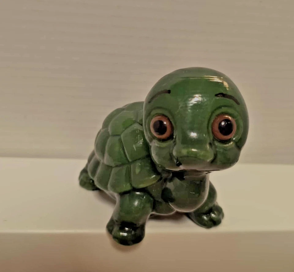 VELA TORTUGA VERDE VINTAGE CON OJOS GRANDES 4"T X 5"W -KITSCHY-RETRO Foto 2 de 4