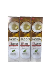 3pk Jason Simply Coconut Whitening Fluoride-Free Toothpaste, Coconut Cream 4.2oz
