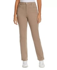 Gloria Vanderbilt Amanda Colored Twill Straight-Leg Jeans Women's Hazelnut Zip