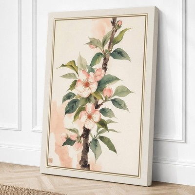 Blühender Zweig Studie botanisches Leinwandbild Wandbild Wohndeko fertig zum Aufhängen