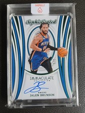 Jalen Brunson 2023-24 PANINI IMMACULATE AUTO /5 GREEN FOIL SOPHISTICATED ON CARD