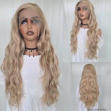 Long Loose Wavy Blonde Lace Front Heat Resistant Fiber Wigs Women Soft Natural