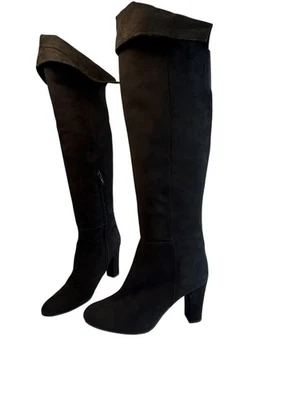 Halogen Noble Over The Knee Boots Women’s Size 9M Black Leather Block Heel Shoes - Image 1 of 4