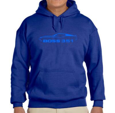1971 Ford Boss 351 Mustang Classic Car Royal Blue Hoodie Sweatshirt FREE SHIP