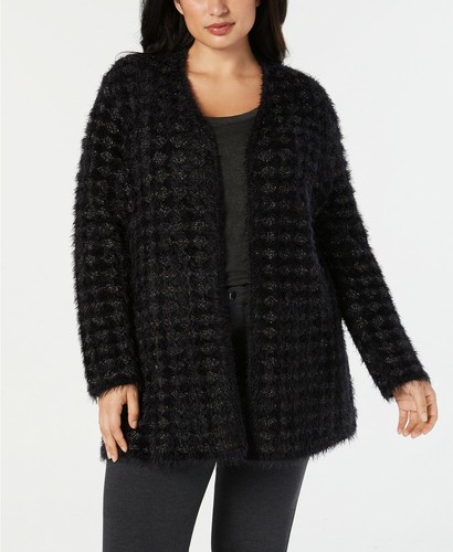 Eyelash-Yarn Cardigan Sweater 