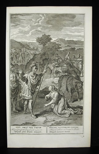 Antique Biblical Etching gravure Sam XXY Abigaïl & David SLUYTER 1728 G Hoet - Photo 1/3