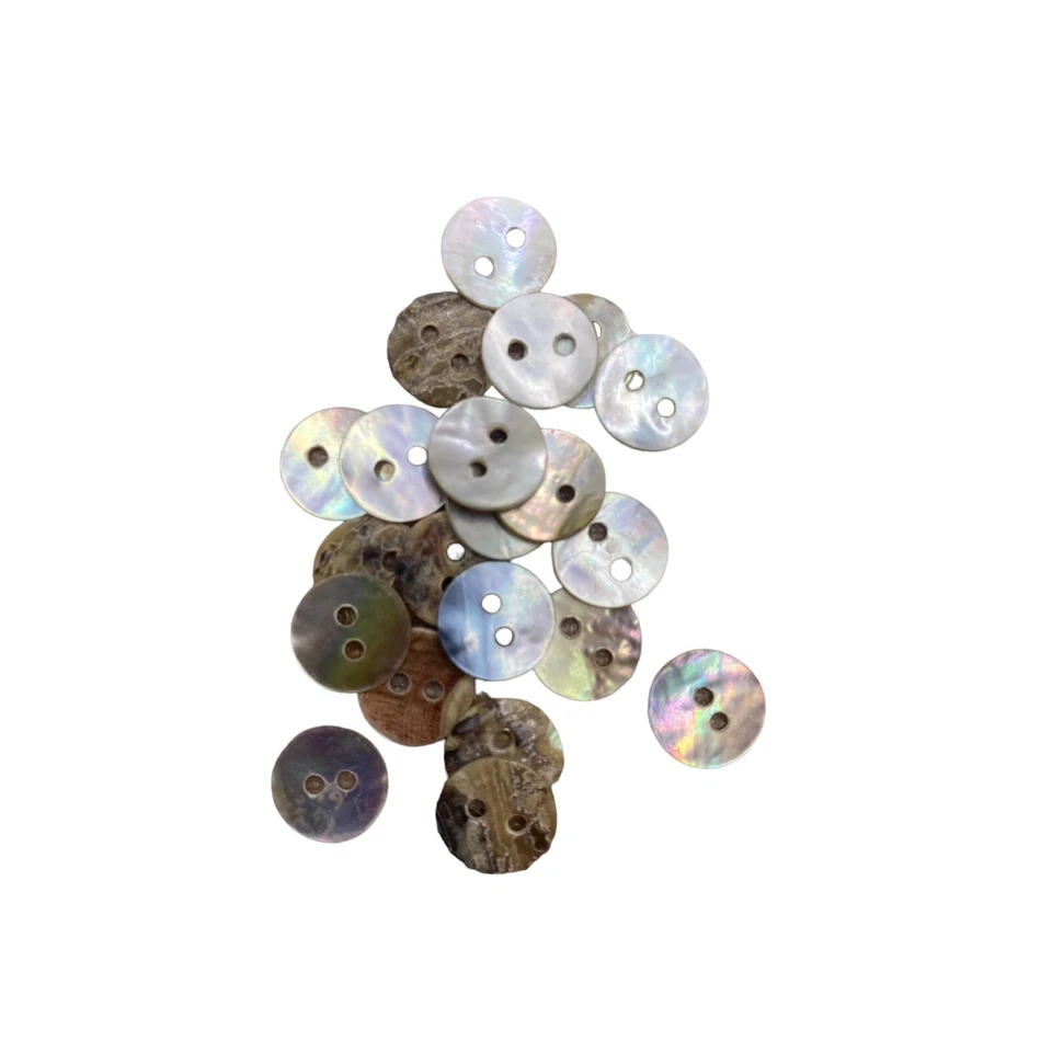 10mm Natural Mother of Pearl Shell Round Buttons 2 Hole Baby Doll Knitting - Image 3 of 4