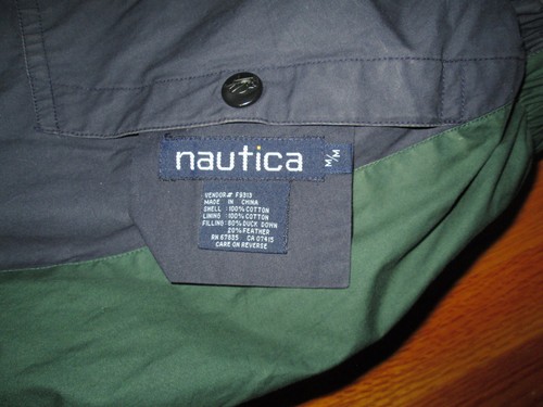 NAUTICA Vtg 90s y2k Yellow Color Block Reversible Goose Down Ski Jacket Coat M - Picture 2 of 7