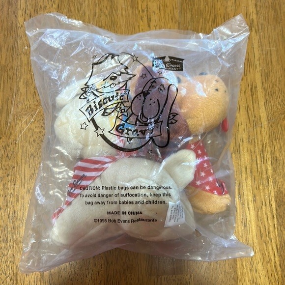 BISCUIT 'N GRAVY Plush Dogs Bob Evans Restaurant Beanbag 1998 Advertising NEW