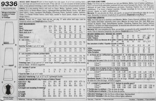 Misses 6-12 Relaxed Fit Skirt Pattern Simplicity 9336 1 Hour Uncut - Picture 3 of 3