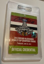 PATRICK KANE Blackhawks Signed 2015 Parade Credential Kanes Ticket Stub PSA Auto